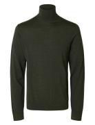 Slhtray Ls Knit Merino Roll Neck Noos Selected Homme Khaki