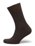 Erina Wool Rib Socks Mp Denmark Brown