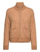 Slfsia Ras Ls Knit Zipper Cardigan Noos Selected Femme Beige