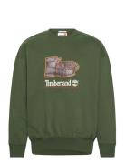 New Box Fit Badge Crew Neck Black Forest Green Timberland Green