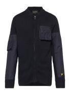 Tonal Nylon Trim Cardigan Lyle & Scott Navy