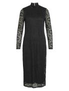 Vidida L/S High Neck Midi Lace Dress/Ka Vila Black