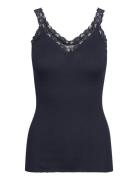 Rmwbalta Modal Sl V-Neck Top RM By Rosemunde Navy