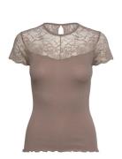 Rmwbea Lace Heartshape Ss Top RM By Rosemunde Beige