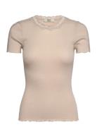 Rmwbea Lace Ss Top RM By Rosemunde Beige