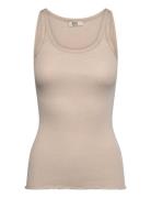 Rmwbalta Modal Sl U-Neck Top RM By Rosemunde Beige