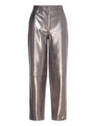 Slfcora Mw Leather Pant Selected Femme Silver