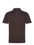 Slhreg-Dan Ss Zip Polo Selected Homme Brown