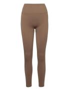 Seamless Graphical Rib High Waist Tights Casall Brown