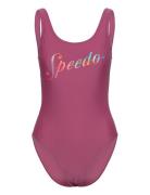 Womens Logo Deep U-Back Speedo Pink