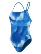 Womens Allover Digital Tie Back Speedo Blue