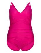 Womens Shaping V Neck 1 Piece Speedo Pink