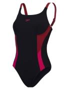 Womens Shaping Solid Splice Swimsuit Speedo Black