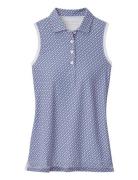 Banded Sport Mesh Links Print Sleeveless Button Po Peter Millar Blue