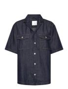 Cotton Linen Denim Shirt Mango Blue