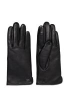 Ck Metal Leather Gloves Calvin Klein Black