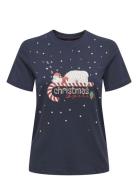 Onlxmas Life Yrsa Christmas S/S Top Jrs ONLY Navy