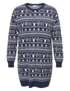 Carxmas Winter Ls O-Neck Dress Knt ONLY Carmakoma Navy