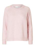 Slflulu Ls Knit O-Neck Noos Selected Femme Pink