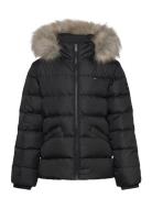 Essential Down Fur Hood Jacket Tommy Hilfiger Black