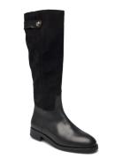 Th Stud Leather Mix Long Boot Tommy Hilfiger Black