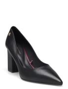 Block Heel Pointed Pump Leather Tommy Hilfiger Black