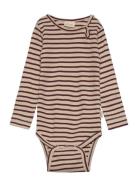 Body L/S Modal Striped Petit Piao Brown