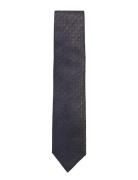 Structured Linen Blend Tie 7 Cm Lindbergh Black Navy