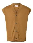 Slhtray Knit Merino Vest Cardigan Ex Selected Homme Beige