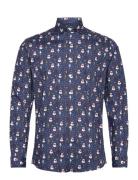 Aop Christmas Shirt L/S Lindbergh Navy