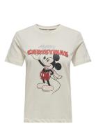 Onlmickey Life Reg S/S Top Box Xmas Jrs ONLY Cream