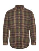 Custom Fit Plaid Brushed Flannel Shirt Polo Ralph Lauren Green