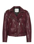 Mwgilo Leather Jacket My Essential Wardrobe Burgundy