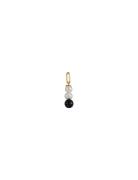 Pearl Stick Charm 4Mm Gold Plated Design Letters Black