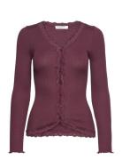 Silk Cardigan W/ Lace Rosemunde Burgundy