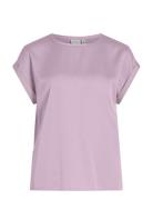 Viellette S/S Satin Top - Noos Vila Pink