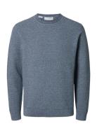 Slhross Ls Knit Structure Crew Neck Noos Selected Homme Navy