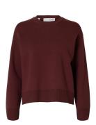 Slfkamma Ls Knit O-Neck Selected Femme Burgundy