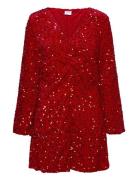 Vibarina Wide Sleeve Glitter Dress Vila Red