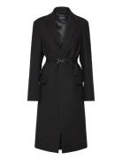 Structured Double Fabric Coat With Belt Mango Black