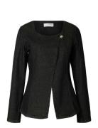 Slfcora U-Neck Fitted Denim Blazer Selected Femme Black