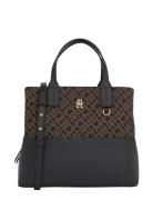 Th Jacquard Med Satchel Tommy Hilfiger Black