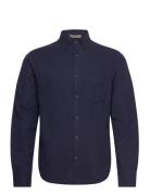 Reg Herringb Flannel Shirt GANT Navy