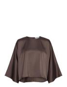 Naemi Cape Look Satin Blouse Malina Brown