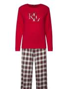 Lrl L/S Crew Neck Long Pant Pj Set Lauren Ralph Lauren Homewear Red