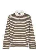 Slfwada Ls Stripe Collar Top Selected Femme Brown