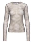 Mesh Print Long Sleeve Top Weekday Beige