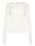 Sheer Rib Long Sleeve Top Weekday White