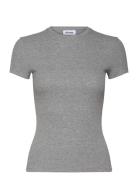 Close Fitted Rib Tshirt Weekday Grey