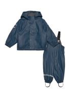 Pu Rain Set W. Fleece/Susp. 104 Rec Mikk-line Navy